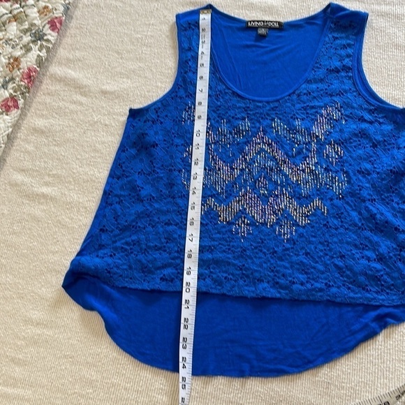 Living Doll Blue Embellished Front Tank. P/A1355/1 - Picture 7 of 9